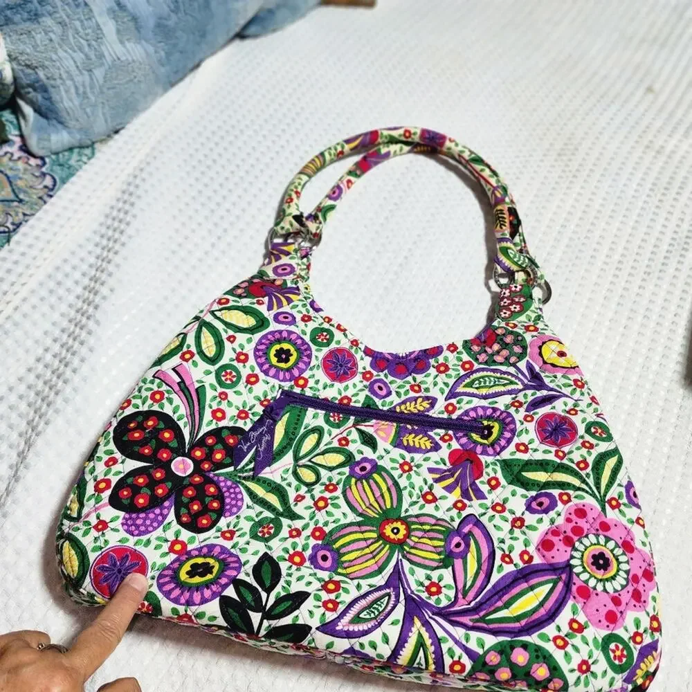 VERA BRADLEY EUC LARGE HELLO DAHLIA HOBO BAG